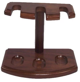 Wooden Pipe Stand - 3 Pipe Walnut Finish